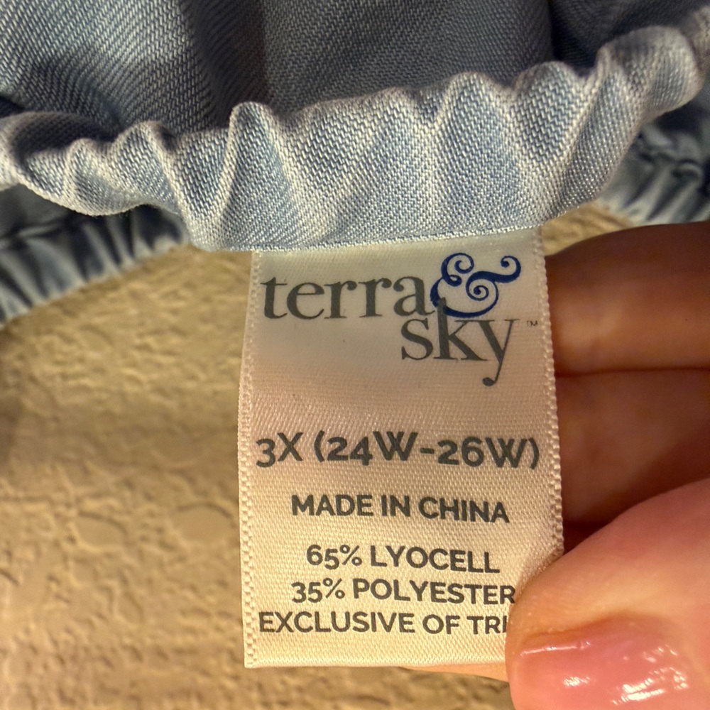 Chambray Blue Off-Shoulder Dress Sundress Sz 24-26w - Picture 9 of 10